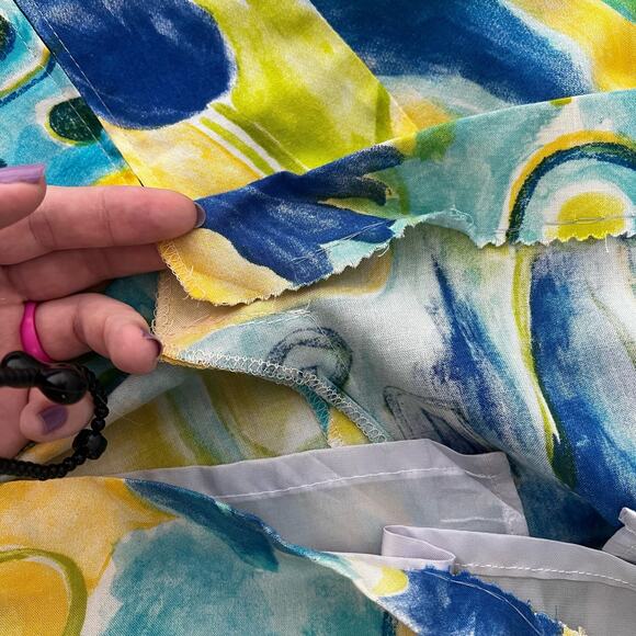 Vintage 90s Jessica Howard Yellow and Blue Abstract Mini Dress - Picture 5 of 12